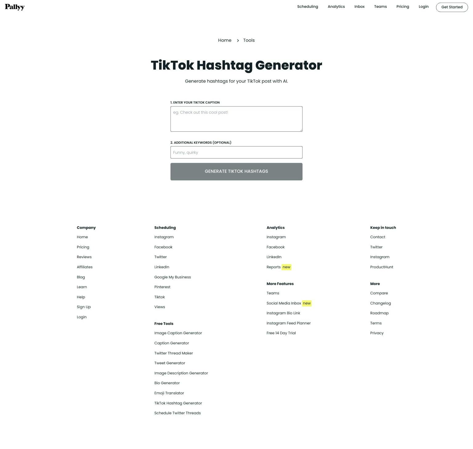 Screenshot of TikTok Hashtag Generator by Pallyy