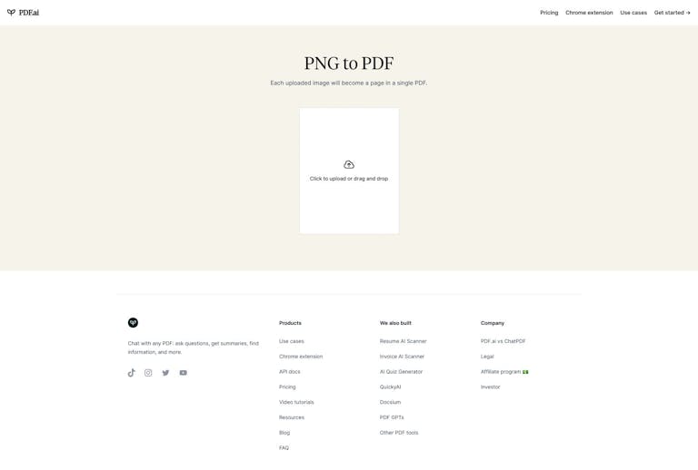 Screenshot of PNG to PDF by PDF.ai