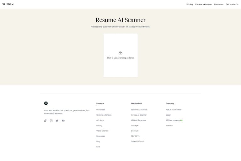 Screenshot of Resume Scanner by PDF.ai