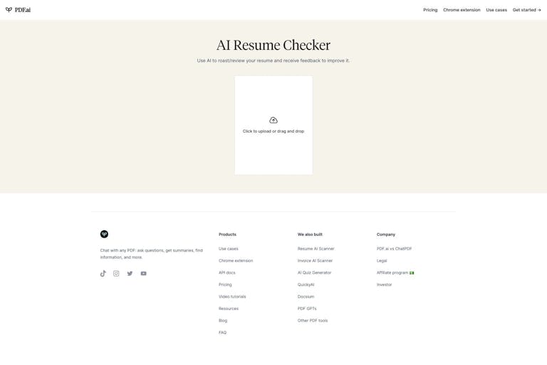 Screenshot of Resume Checker by PDF.ai