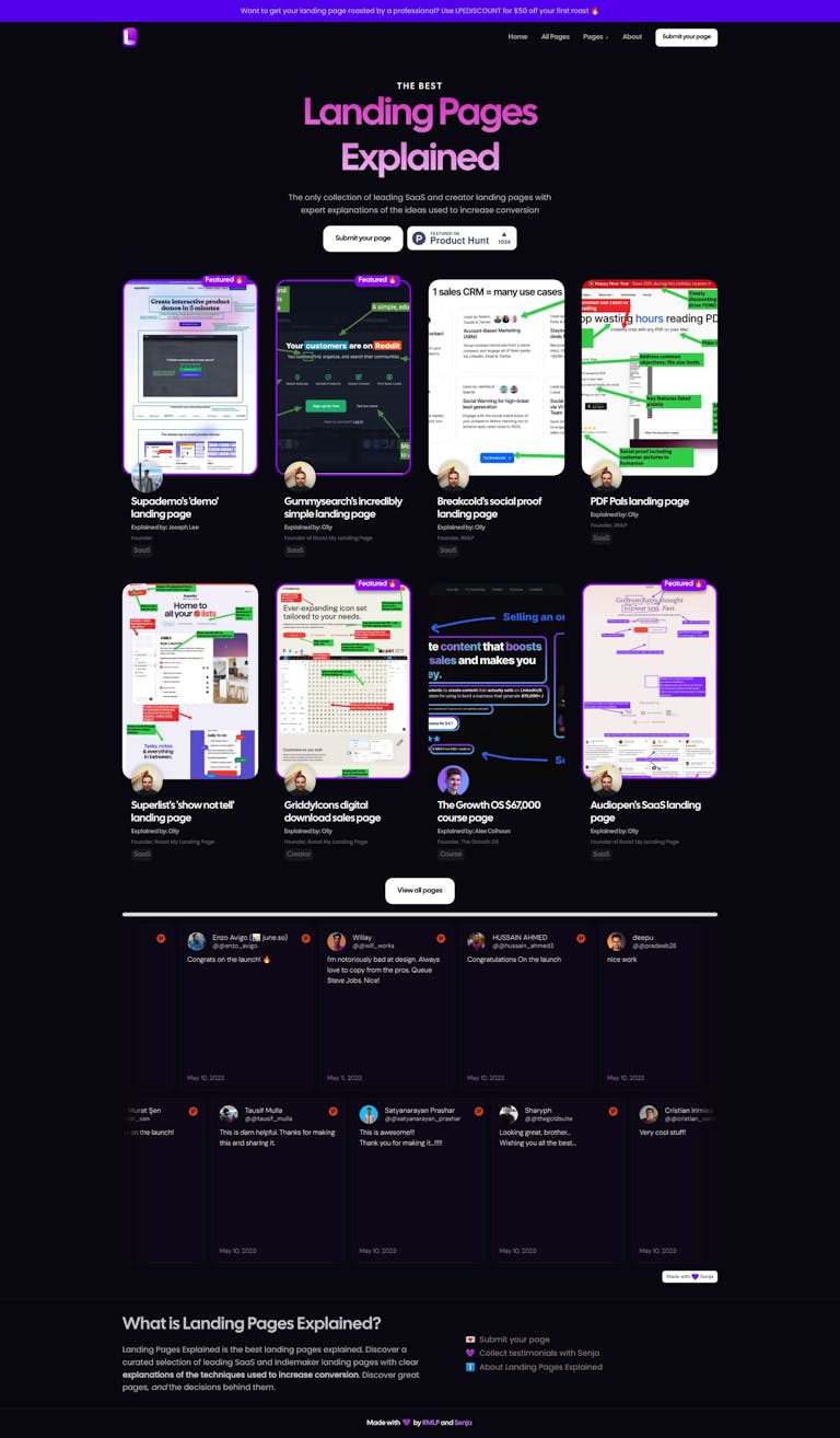 Screenshot of Landing Pages Explained by Roast My Landing Page