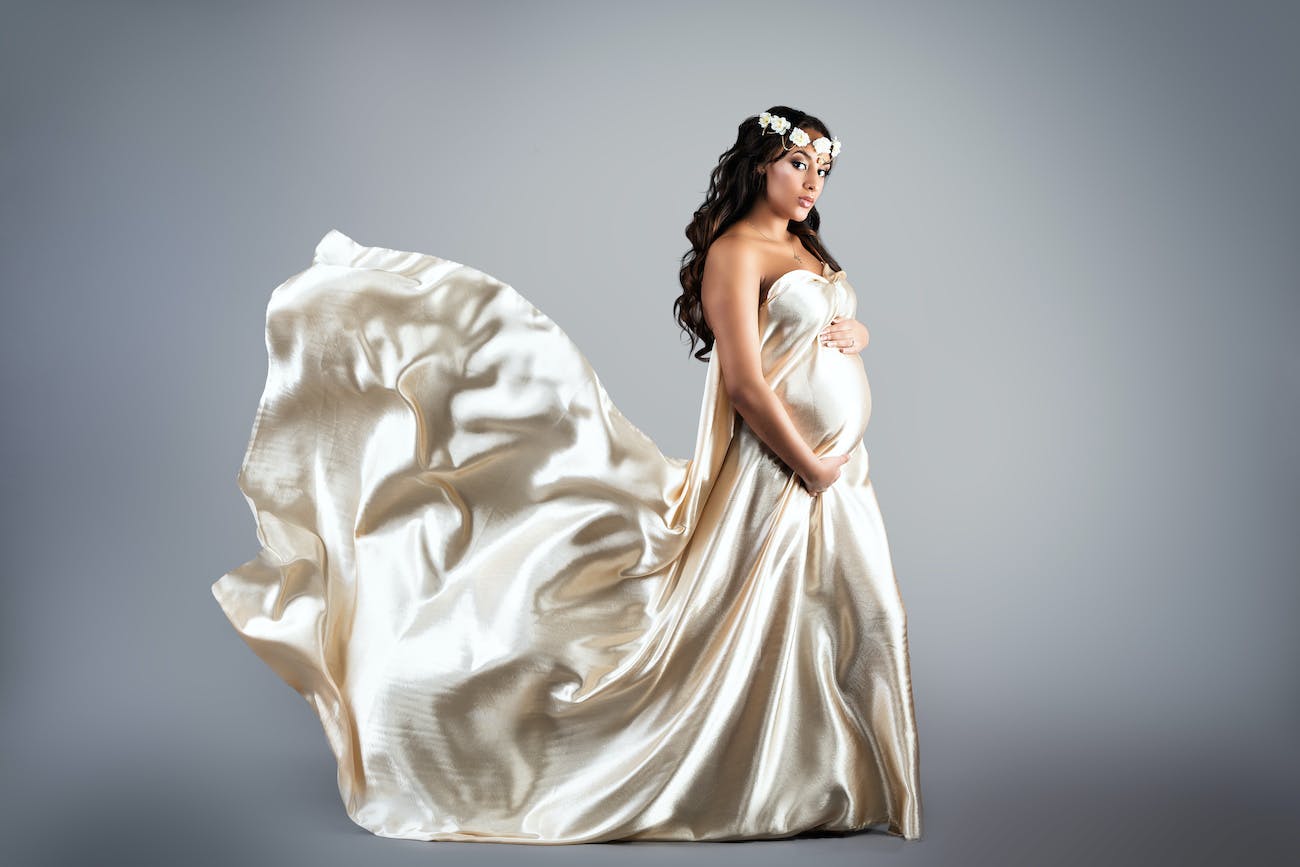 Satin Wrap flowy dress for photoshoot