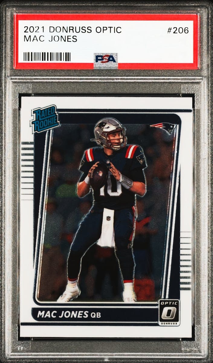 Mac Jones RC 2021 Donruss NFL Gold Holo Press Proof Rated Rookie