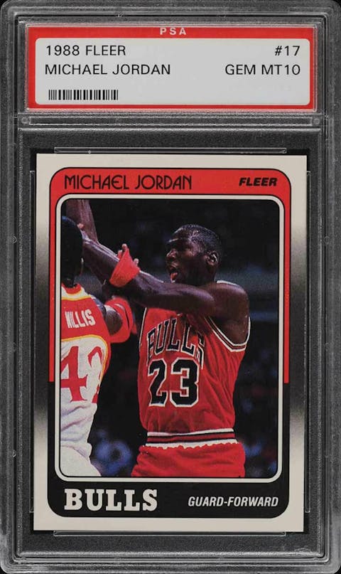 1988-89 Fleer #17 Michael Jordan Card Bulls Psa 8 Nm-mt