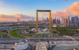 Dubai aerial view on a cloudy day