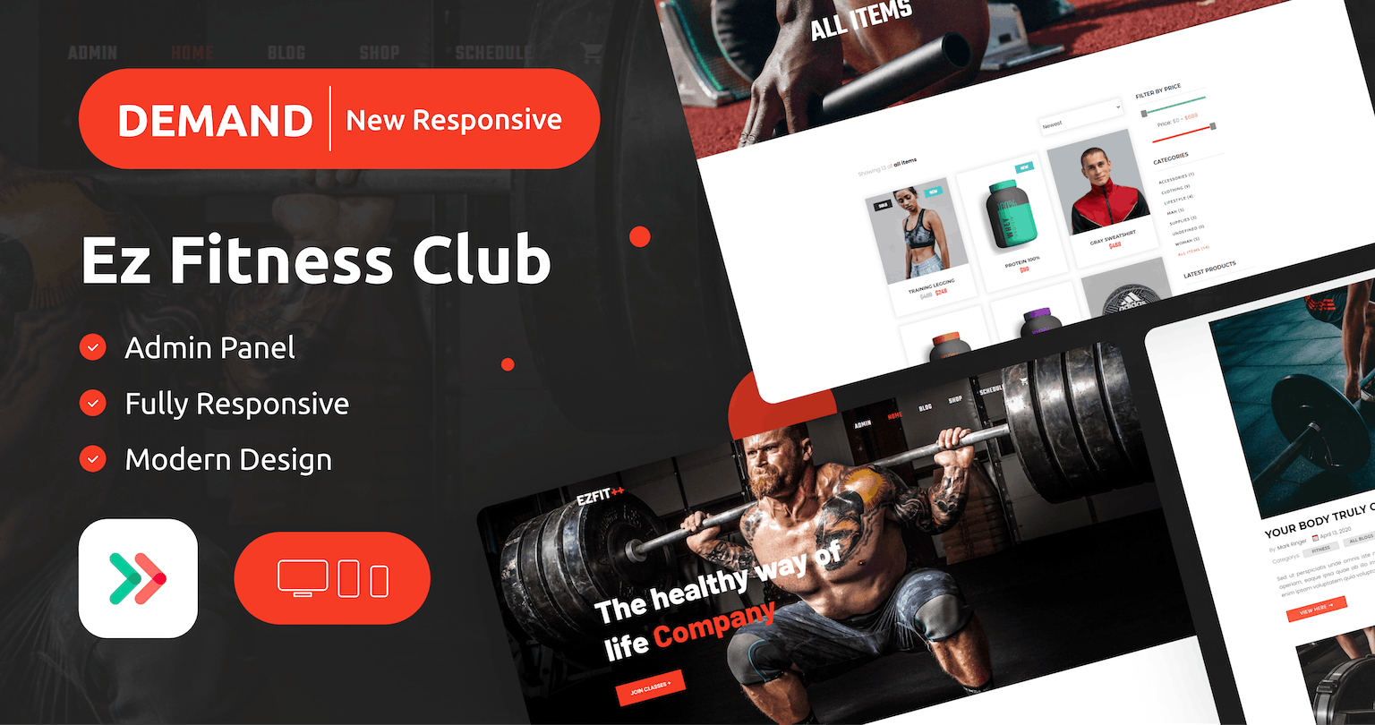 Ez Fitness Club Template Bubble Template by  - no code web & app  developers, bubble.io templates