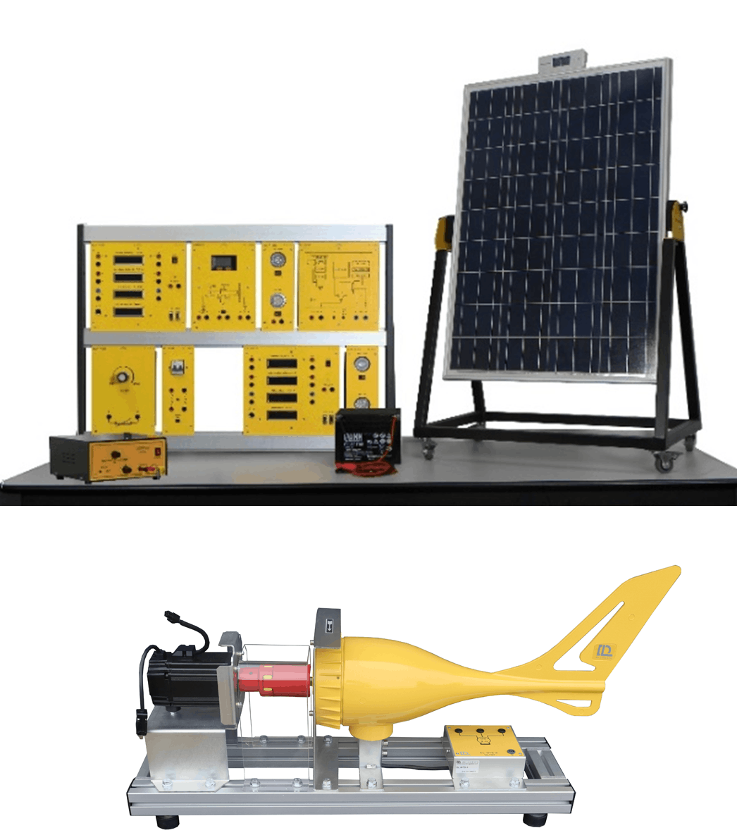 SOLAR/WIND ENERGY TRAINER WITH CONNECTION TO MAINS training systems