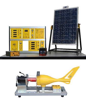 SOLAR/WIND ENERGY TRAINER WITH CONNECTION TO MAINS training systems
