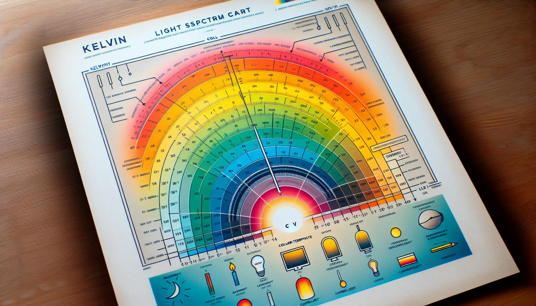Illustration of a Kelvin based Color Light Spectrum Chart