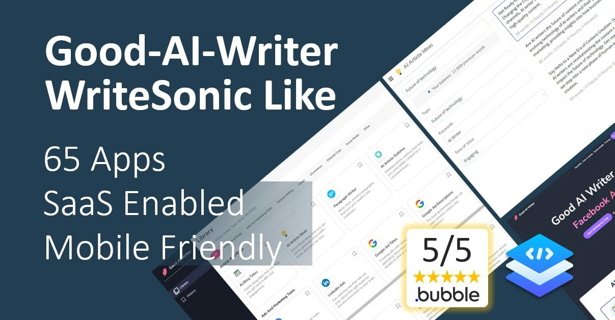 Open AI 65+ Apps, WriteSonic template preview