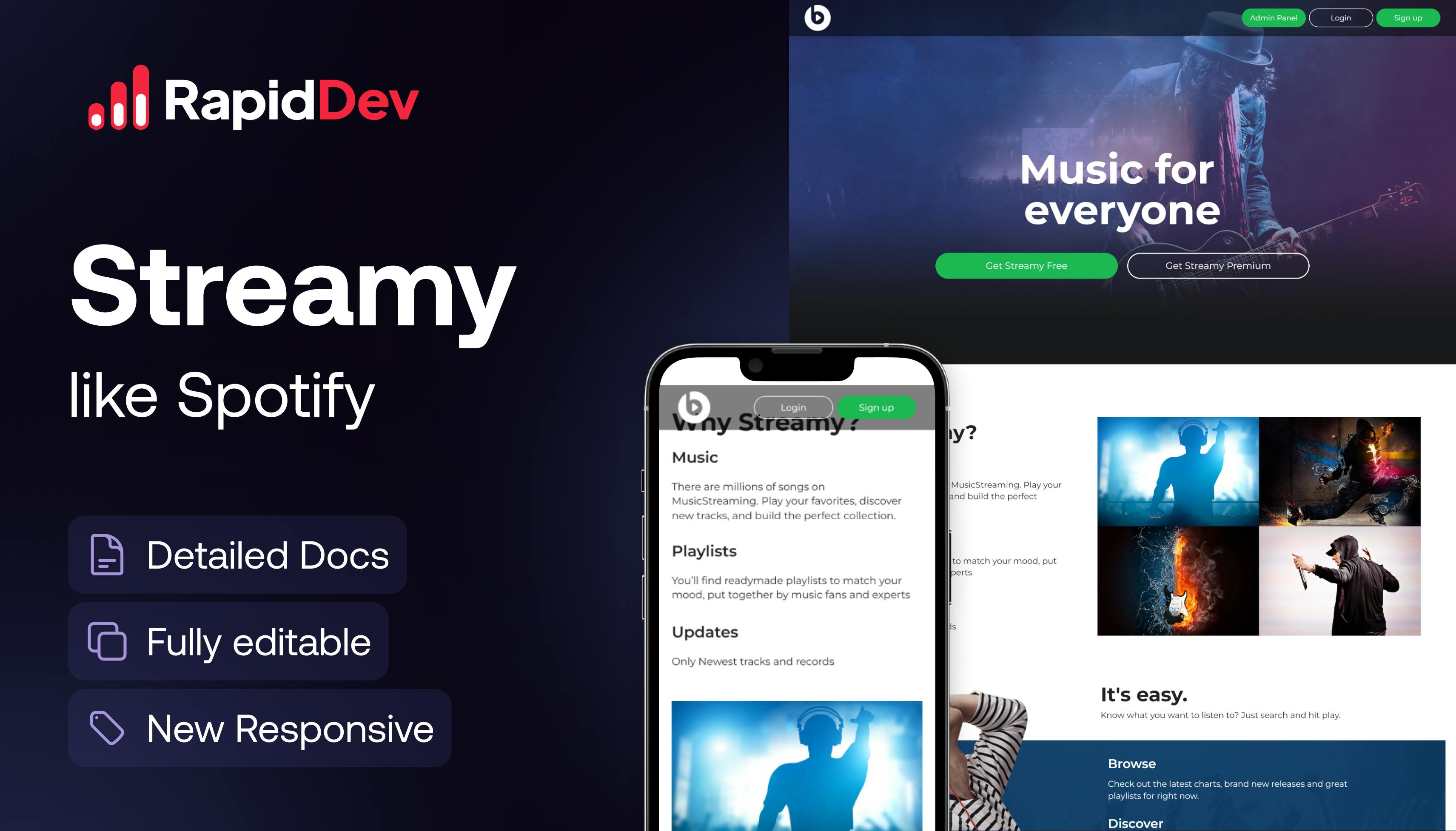 Spotify - like Streaming app Template | Bubble