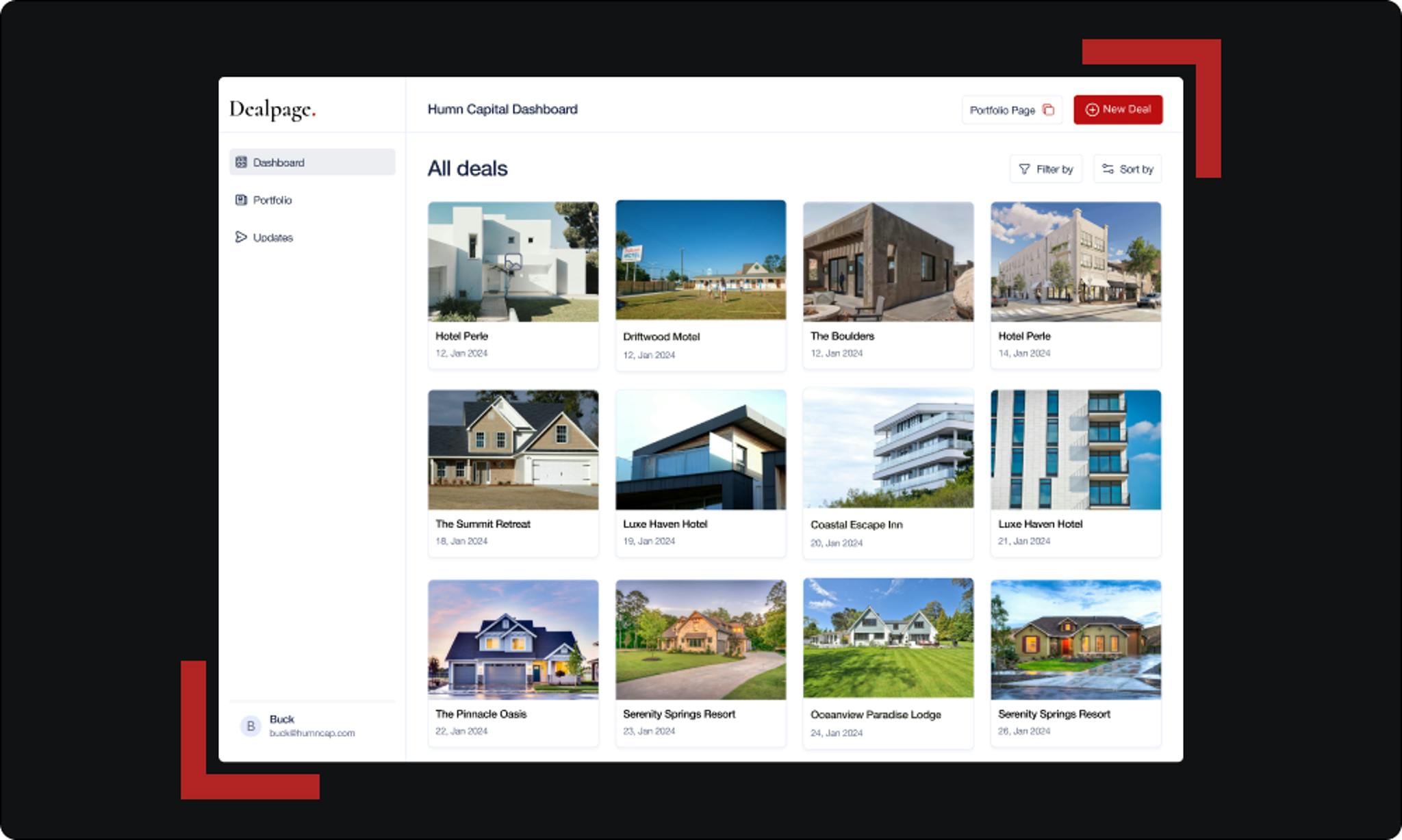 Screenshot of the Dealpage project.