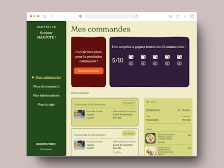 Screenshot of the Dailycieux project.