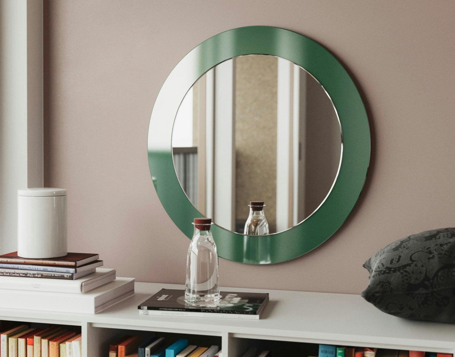 deco mirror, green mirror, custom round mirror deco mirror, green mirror, custom round mirror