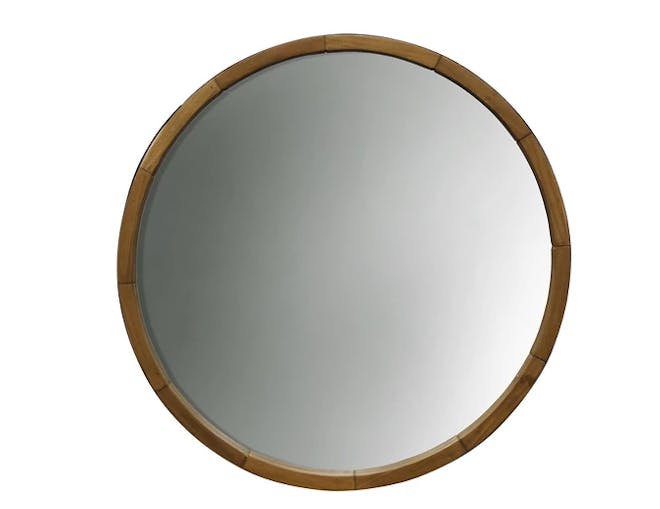 Round Mirror Wood Barrel Frame 24 Round Mirror Wood Barrel Frame 24