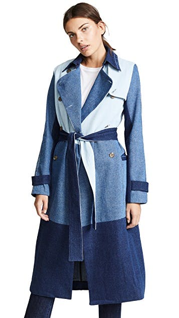 ksenia schnaider, denim jacket, jean jacket, denim coat, patchwork denim, two tone denim, trench coat ksenia schnaider, denim jacket, jean jacket, denim coat, patchwork denim, two tone denim, trench coat