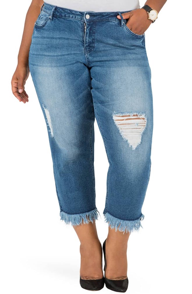 Verla Frayed Hem Crop Boyfriend Verla Frayed Hem Crop Boyfriend
