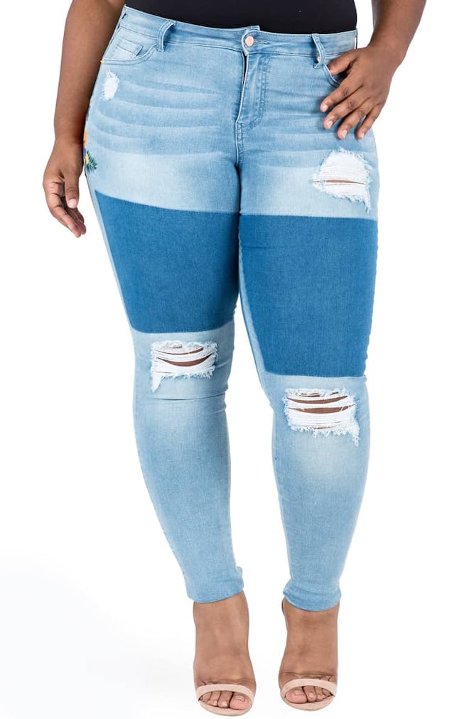 Madison Ripped & Embroidered Skinny Jeans Madison Ripped & Embroidered Skinny Jeans