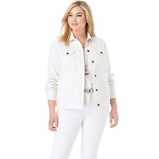 white jean jacket womens plus size