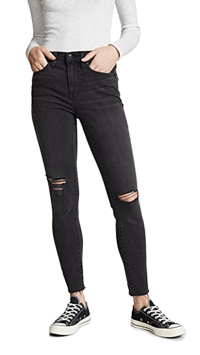 Black skinny distressed denim Black skinny distressed denim