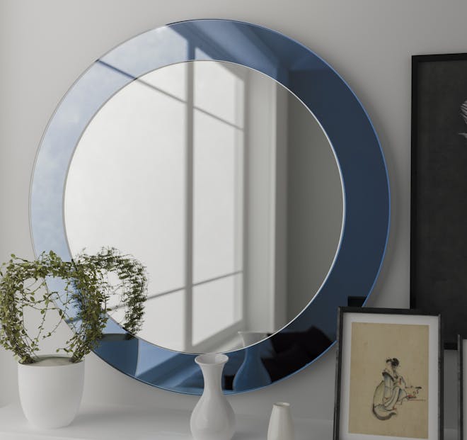Blue Round Mirror