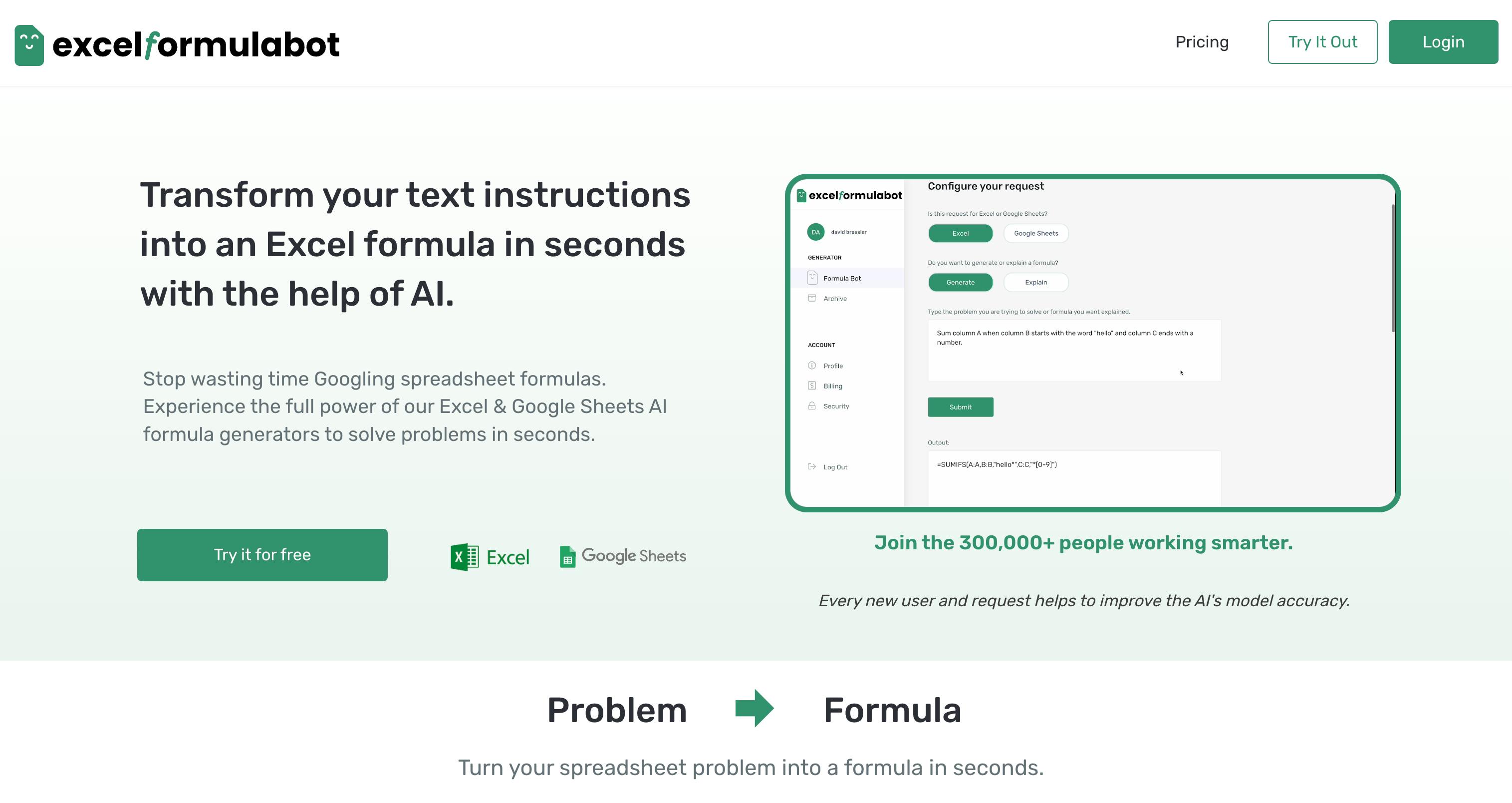 Excel Formula AI Bot