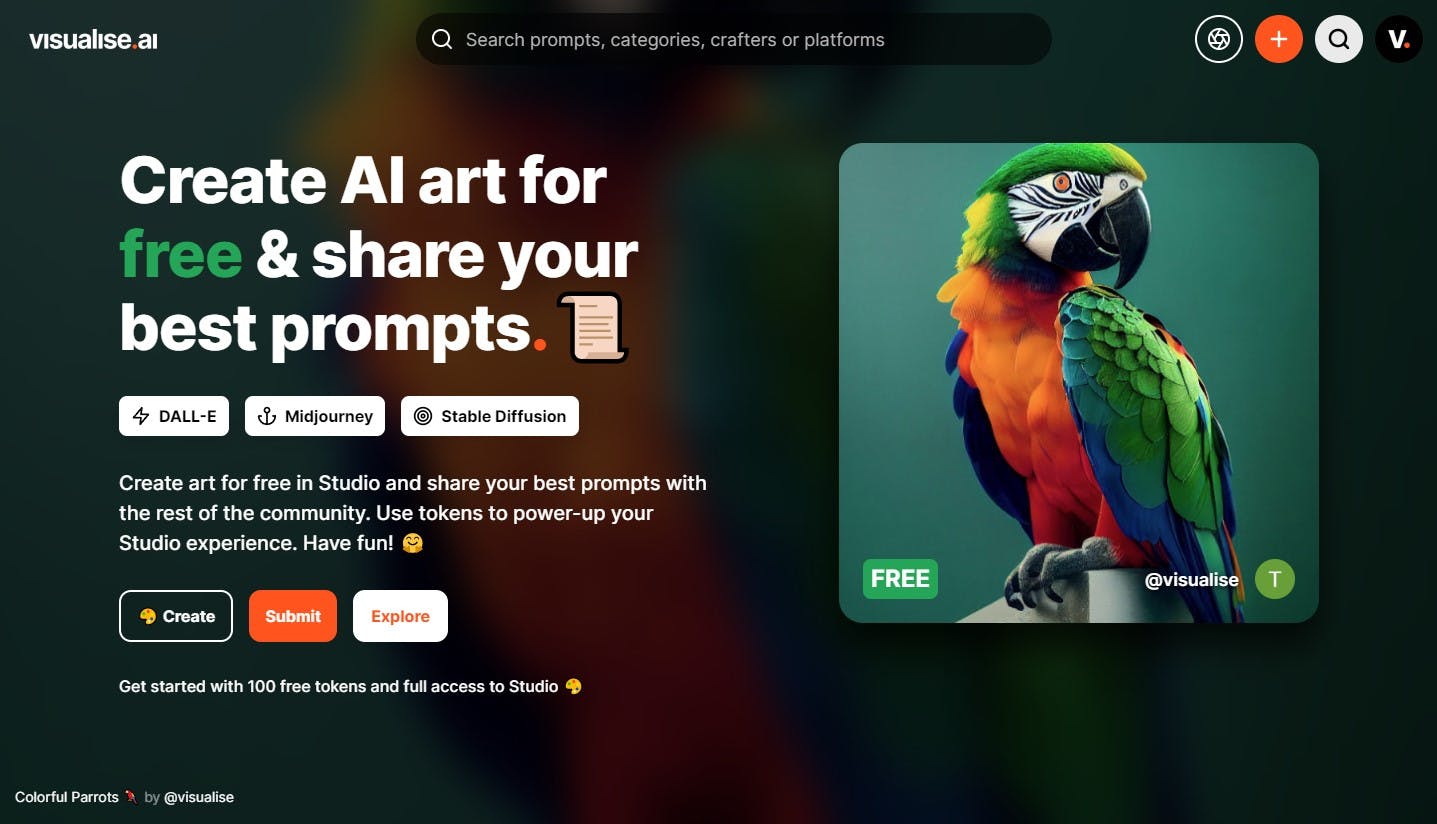 Visualise AI - Create and share image prompts
