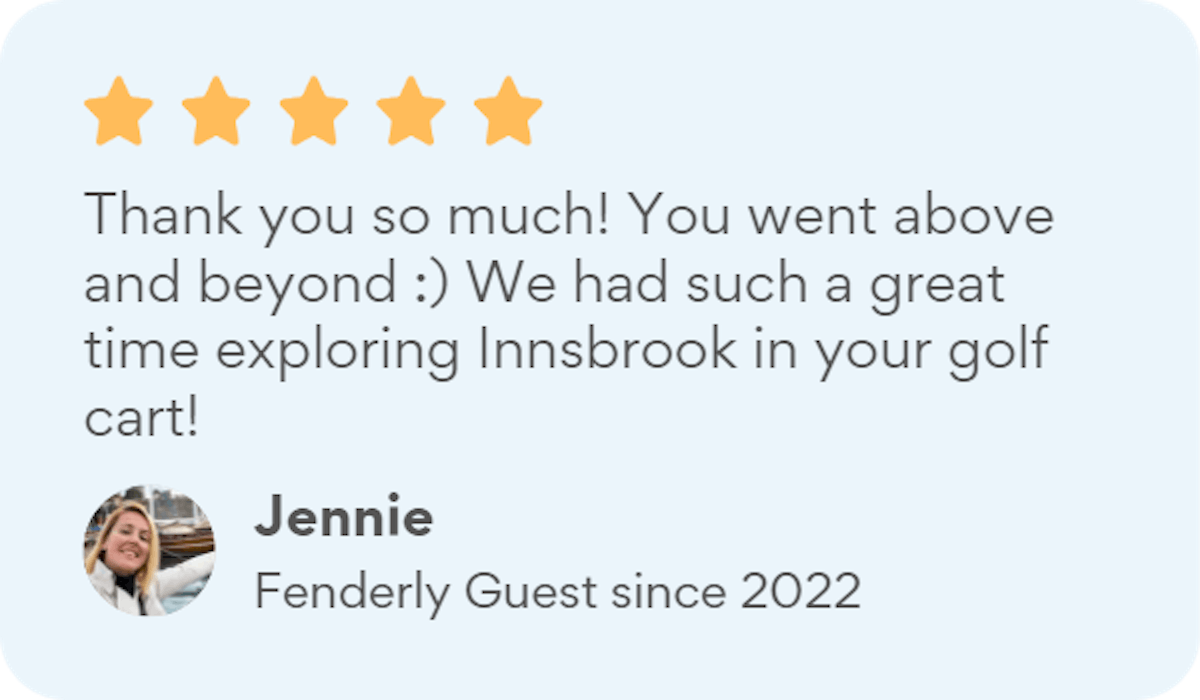 Fenderly Golf Cart Rental Innsbrook Resort testimonial