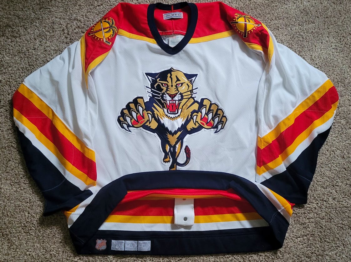 JOHN VANBIESBROUCK  Florida Panthers 1996 Away CCM Vintage NHL Hockey  Jersey