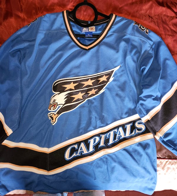 Large mens Washington Capitals Jersey retro Starter blue screaming eagle  NHL l