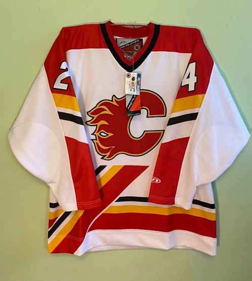 Calgary Flames jersey white Pro Player mens L fashion blasty retro NHL  proplayer