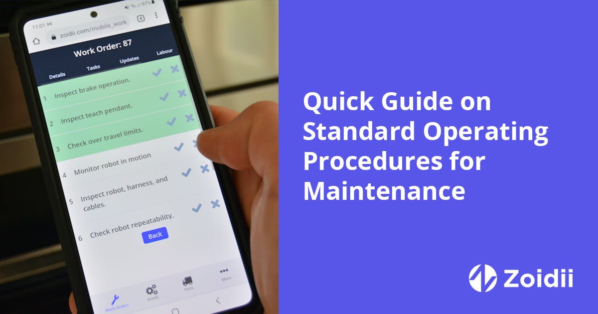 Quick guide on standard operating procedures for maintenance