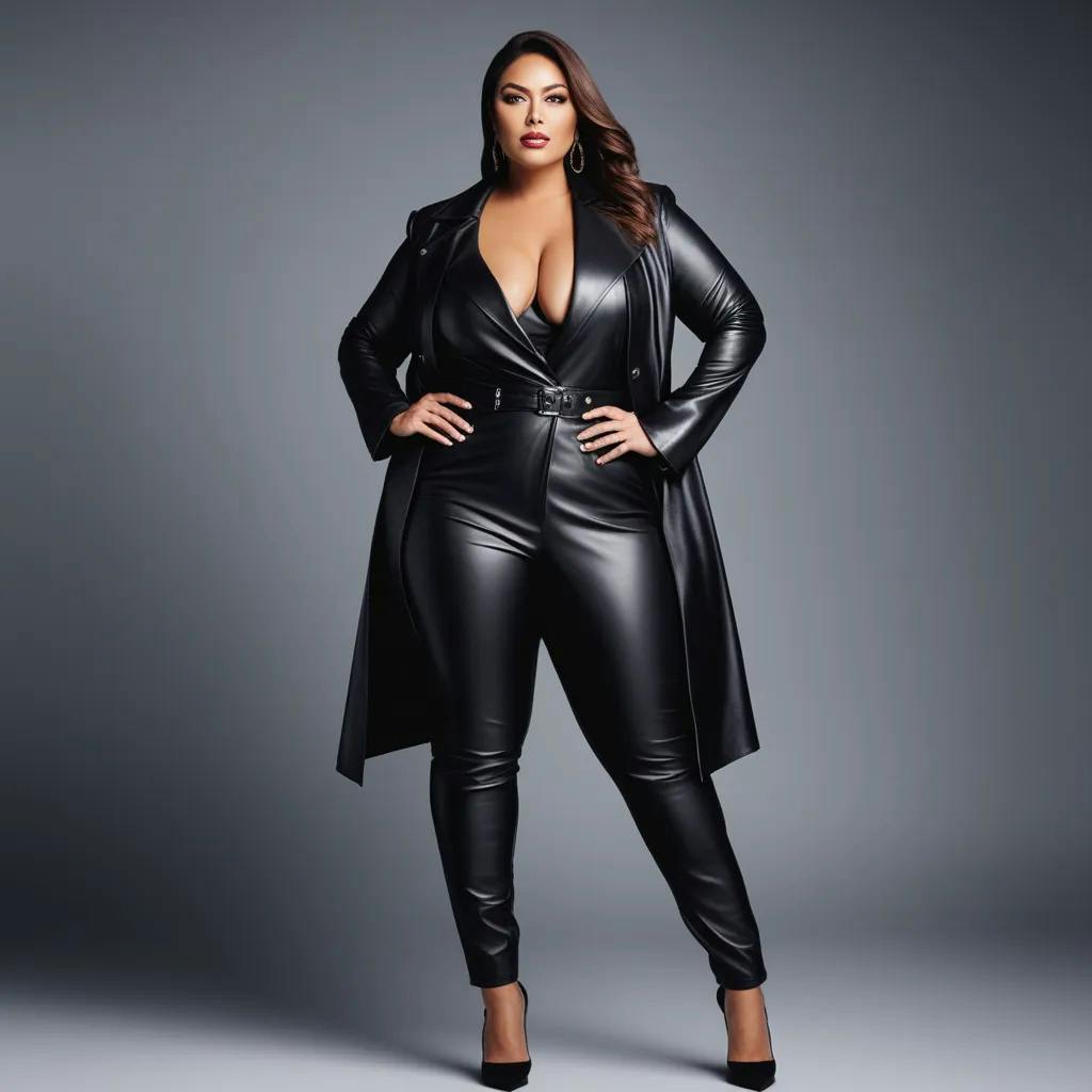 Plus size women in leather hotsell