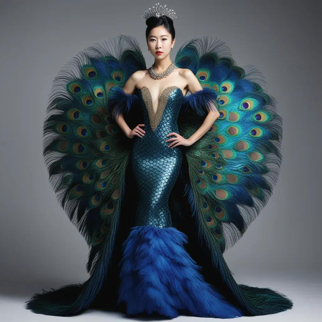 Peacock feather gown hotsell