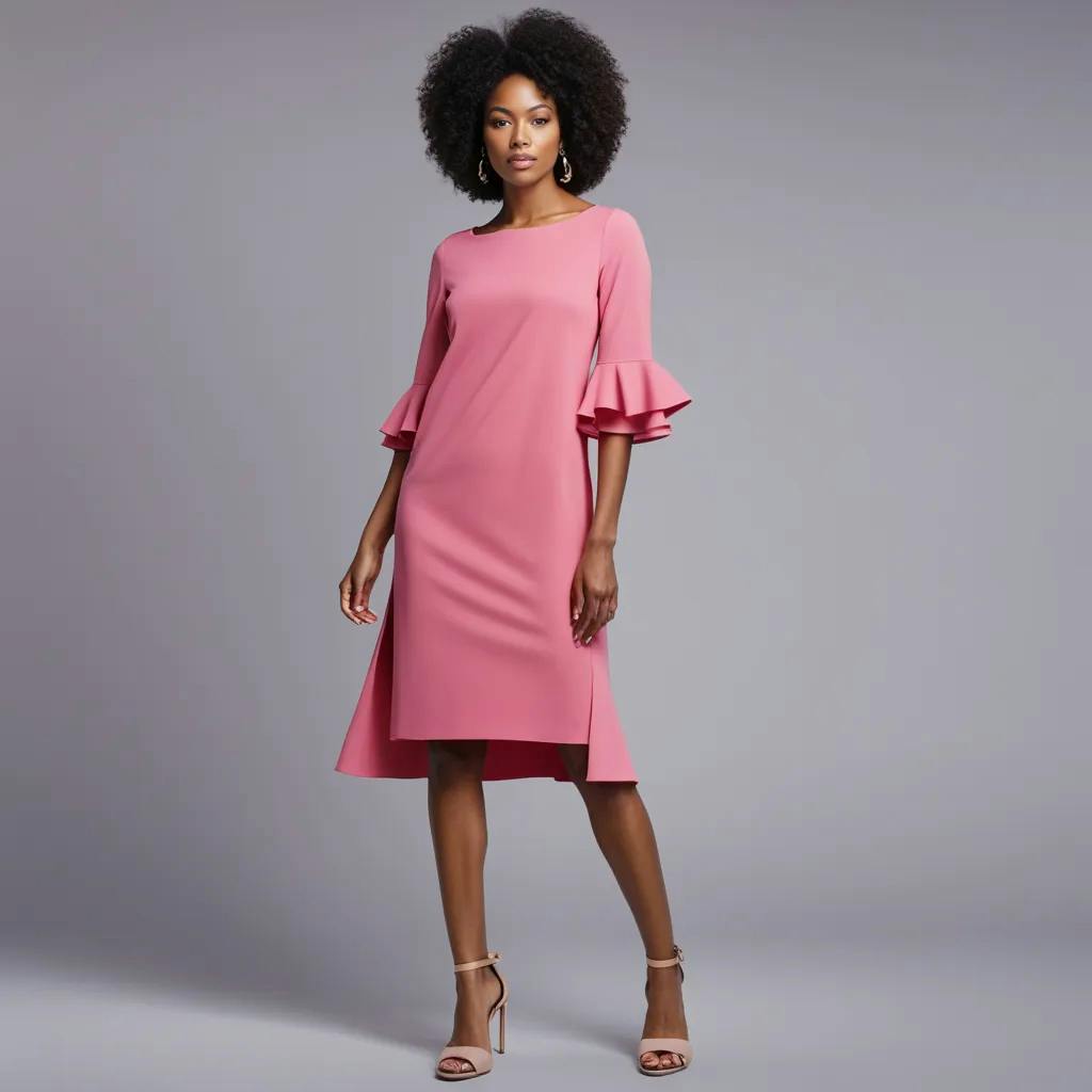 Pink shift dress with sleeves best sale