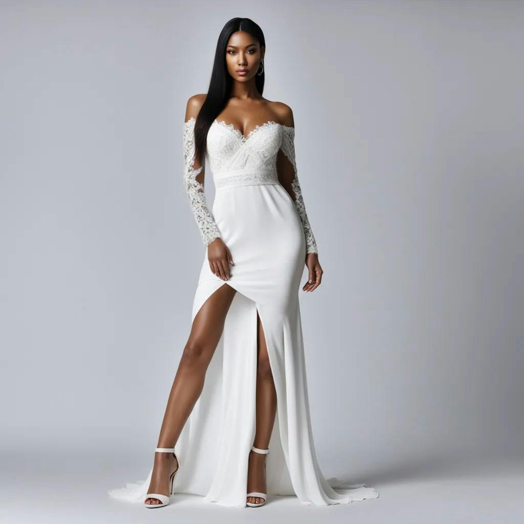 AI fashion clothing design An white evening dress with the