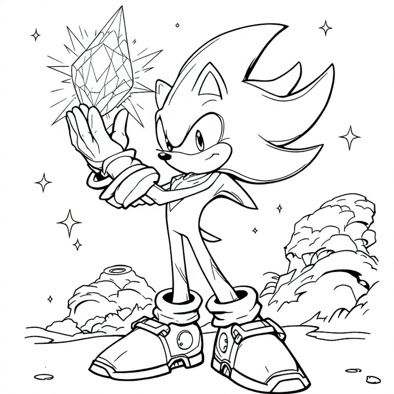 Shadow Emerald Sonic - Shadow and Chaos Emerald Coloring Page (Free) | ColorFun