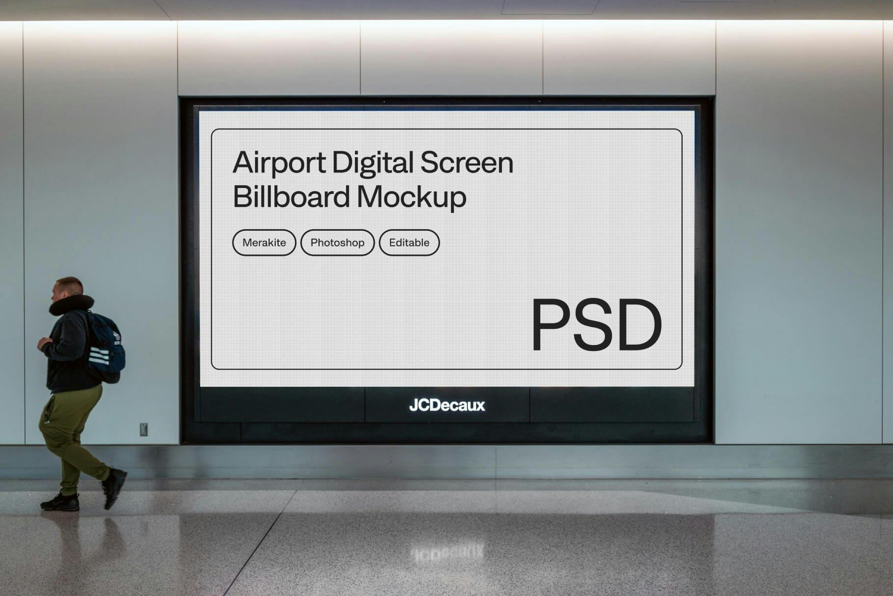Airport Digital Billboard Mockup PSD Airport Digital Billboard Mockup PSD