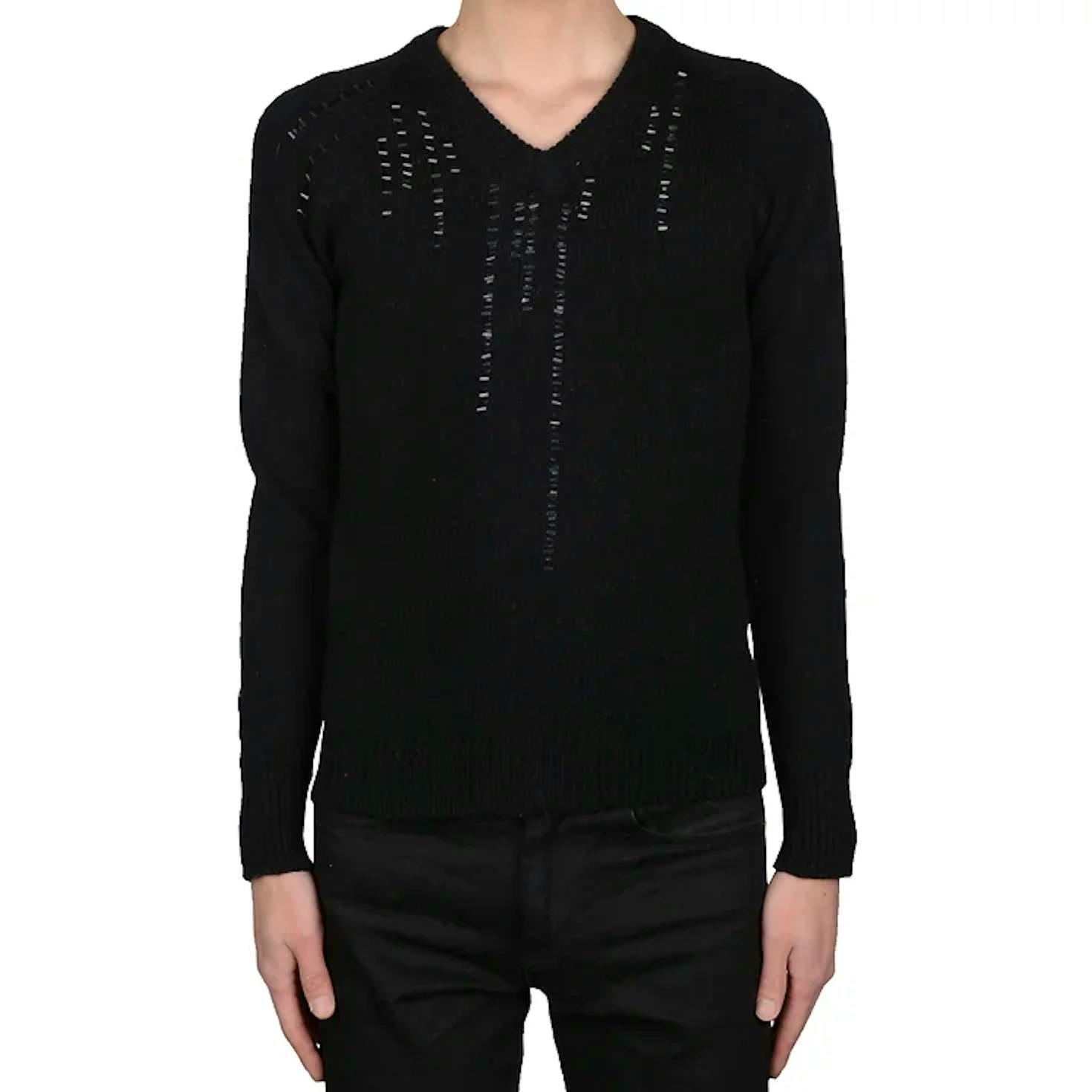 DIOR HOMME BY HEDI SLIMANE AW05 EMBROIDERED WOOL SWEATER