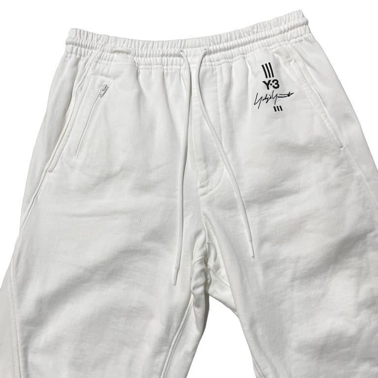 Y-3 19SS NEW CLASSIC SHORTS IN CORE WHITE ロゴスウェットショーツ