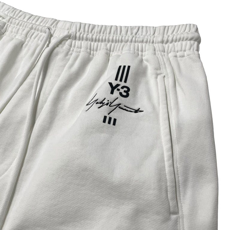 Y-3 19SS NEW CLASSIC SHORTS IN CORE WHITE ロゴスウェットショーツ