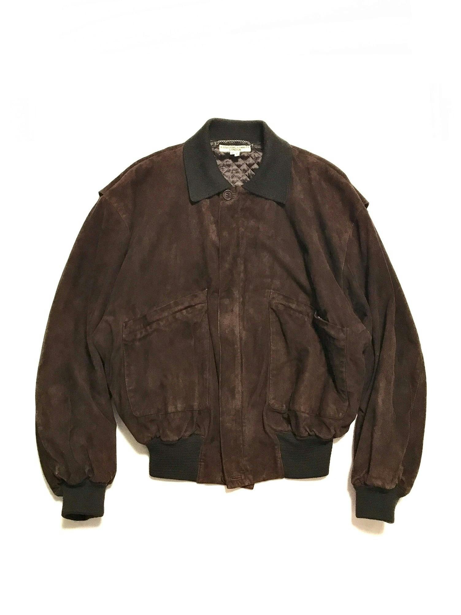1990F/W KATHARINE HAMNETT LONDON Ex-Soft Su?de Leather Bomber JK