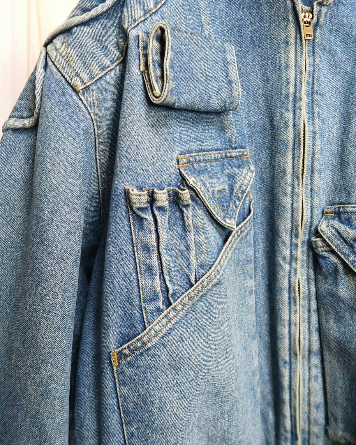 KATHARINE HAMNETT Hamnett クロップドボンバージャケット 1990s Katharine Hamnett Wide Bomber With Articulated Ribbed