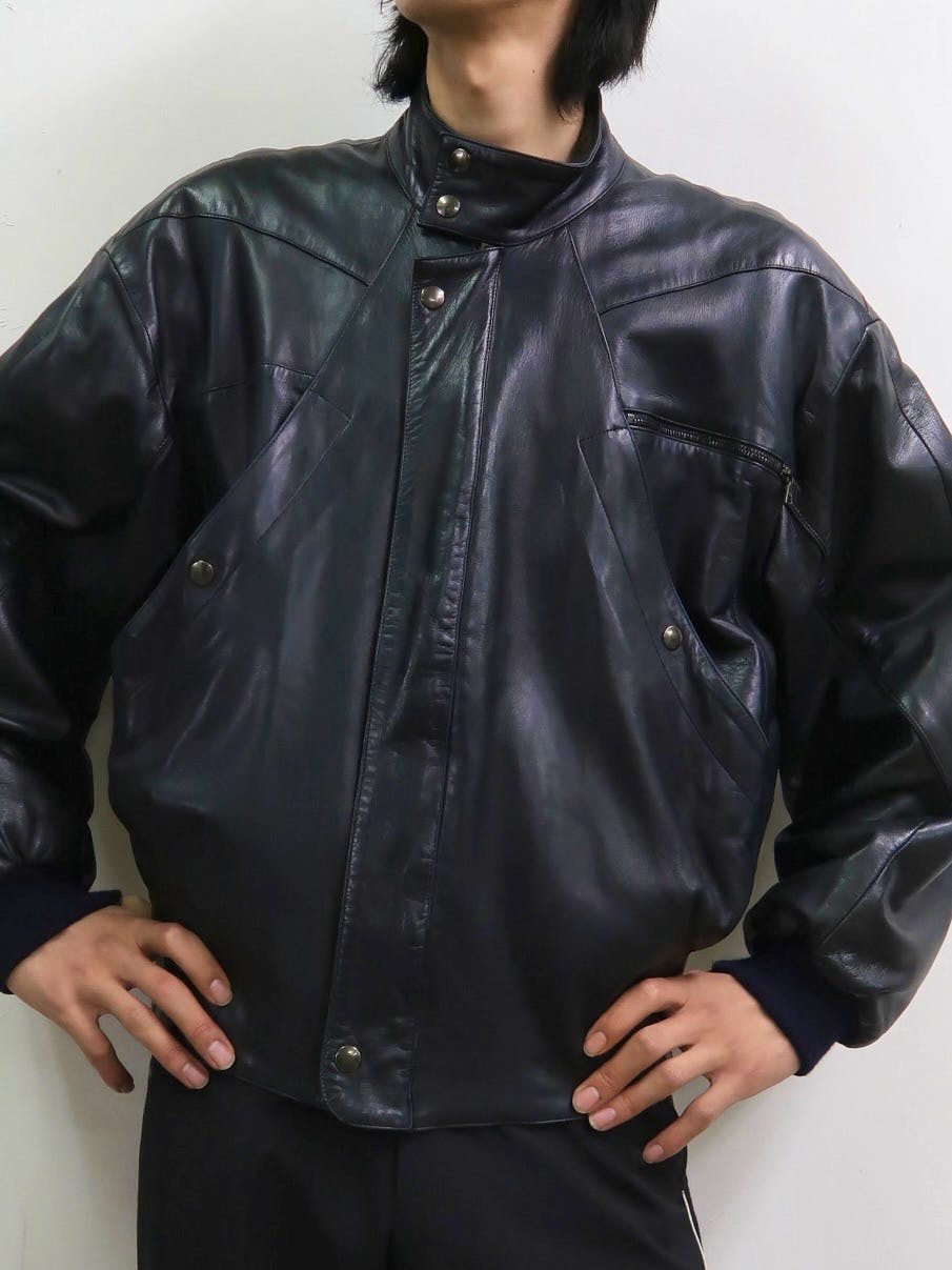 1980s CLAUDE MONTANA IDEAL CUIR lamb leather jacket - ARCHIVESTOCK 1980s CLAUDE MONTANA IDEAL CUIR lamb leather jacket - ARCHIVESTOCK