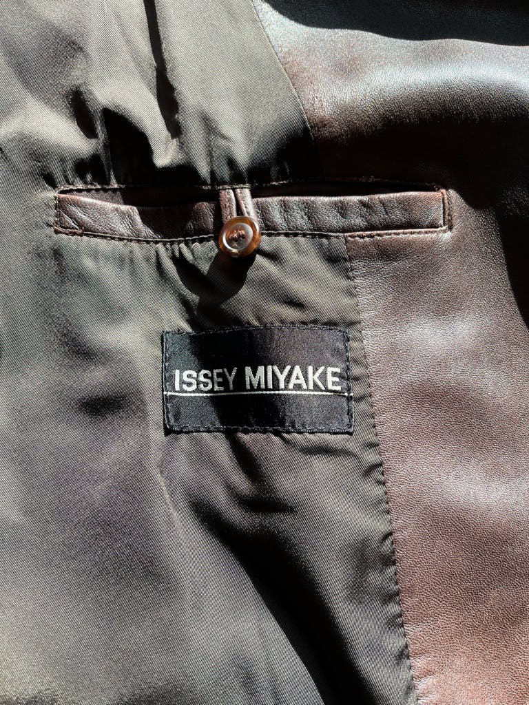 1991AW ISSEY MIYAKE MEN 中綿 本革 レザージャケット - www