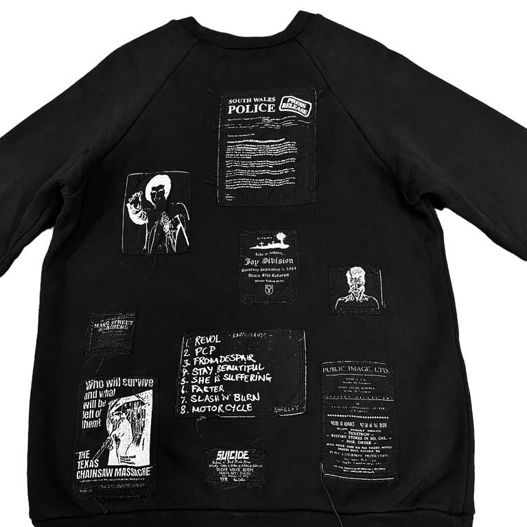 RAF SIMONS 01AW EVERYTHING パッチワークスウェットシャツ Riot Riot