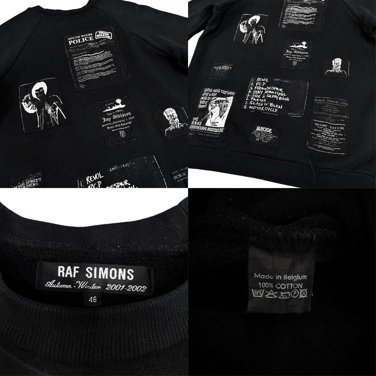 RAF SIMONS 01AW EVERYTHING パッチワークスウェットシャツ Riot Riot