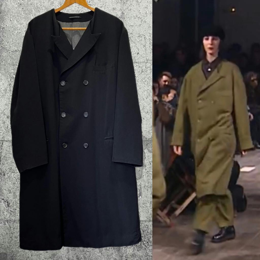 ヨウジヤマモト プールオム 98aw ダブル ロングコート ウールギャバ