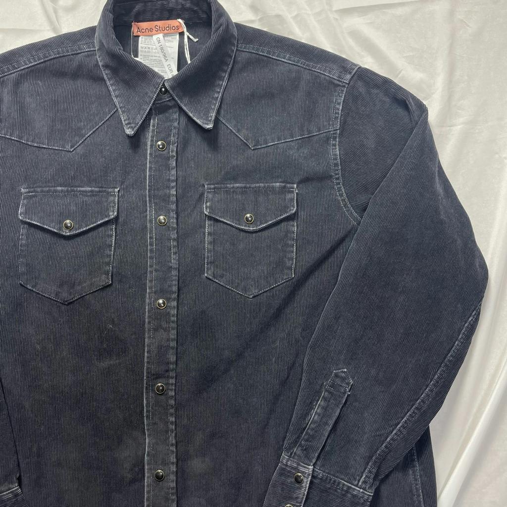acne studious 24ss ブラックコーデュロイ シャツ