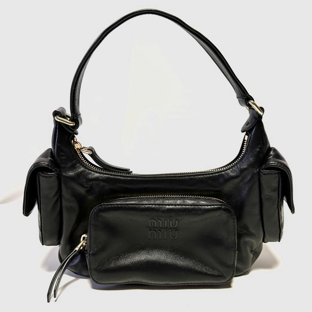 極美品◇MIUMIU Nappa leather pocket bag ミュウミュウ ナッパ